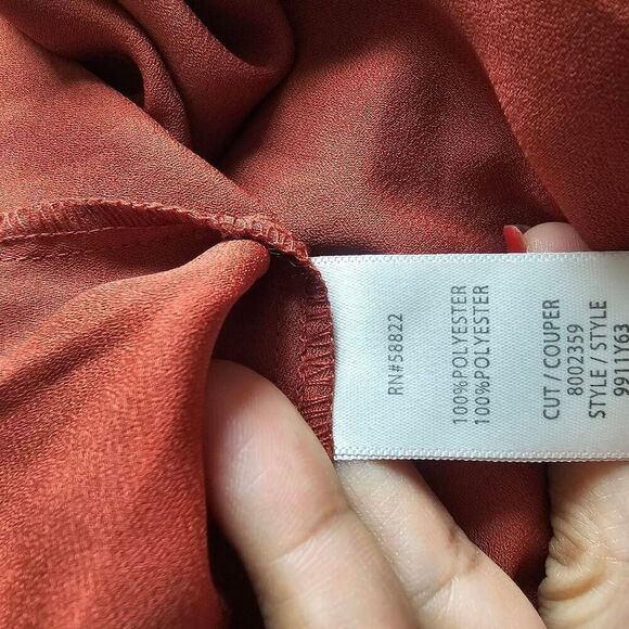 Max studio womens Sz L burn orange floral V neck Smocked maxi dress - Picture 8 of 8